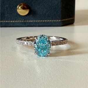 Sterling Silver 1 Carat Lab Grown Aquamarine Ring size 6,8